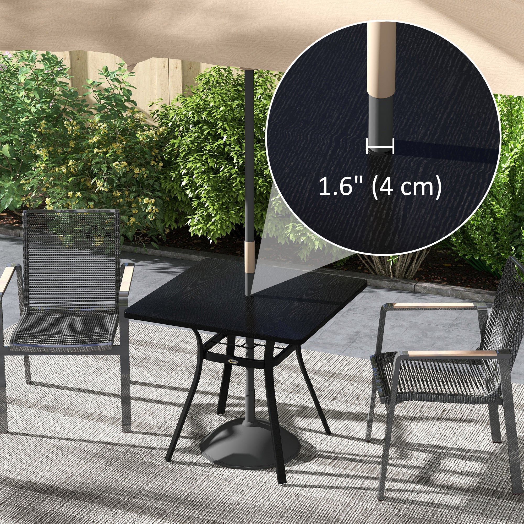 Outsunny Rectangle Patio Dining Table Steel Legs Metal Tabletop for 4 People Garden Backyard Lawn Balcony Black 