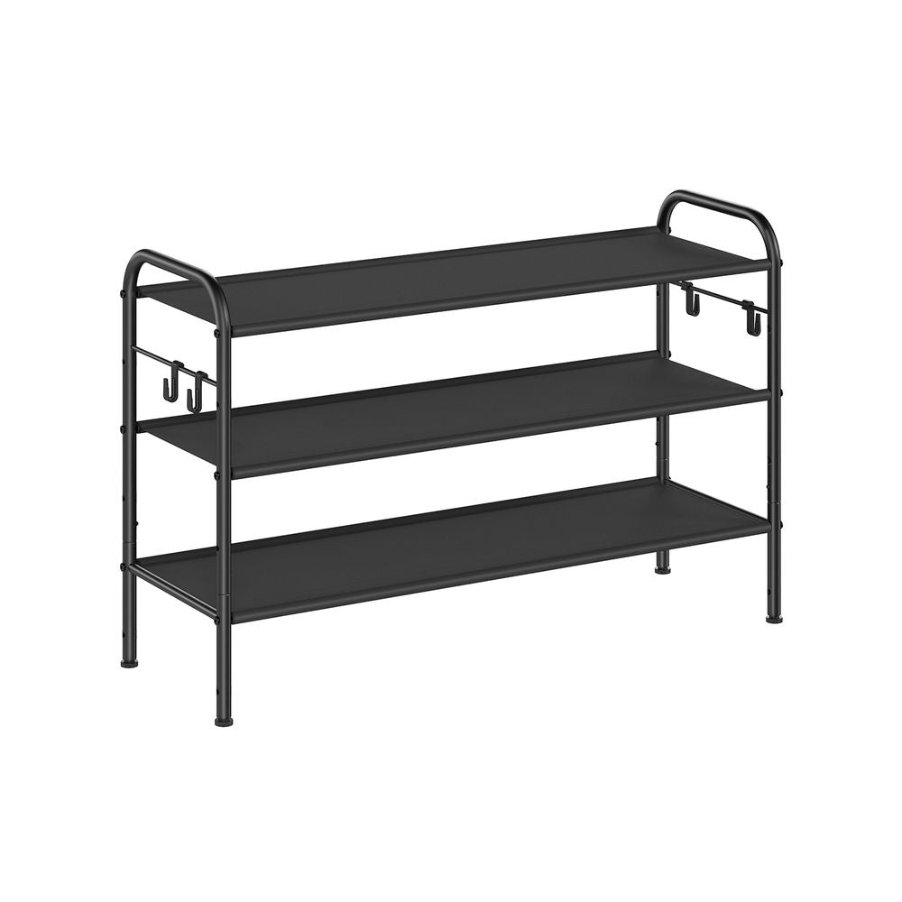SONGMICS Fabric Shoe Rack with 4 Hooks Ink Black 
