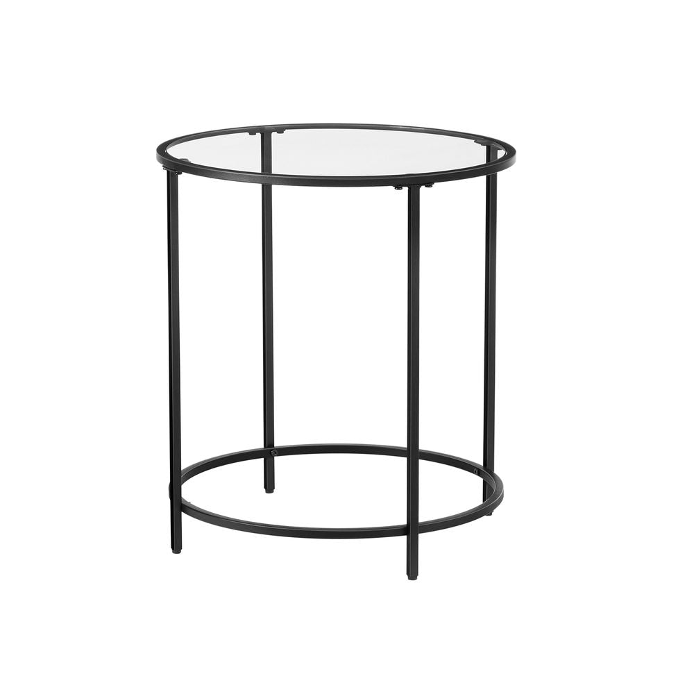 VASAGLE Glass Round Side Table with Metal Frame 