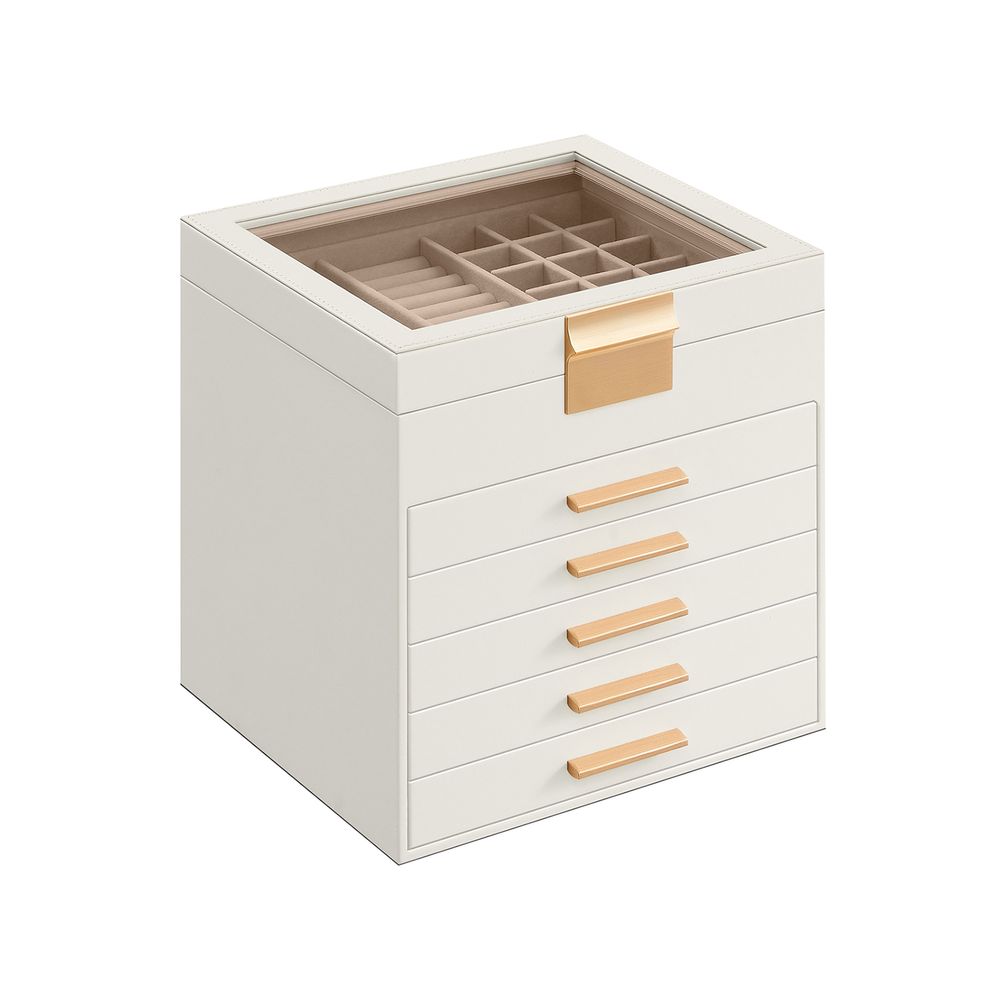 SONGMICS Jewelry Box with Glass Lid 