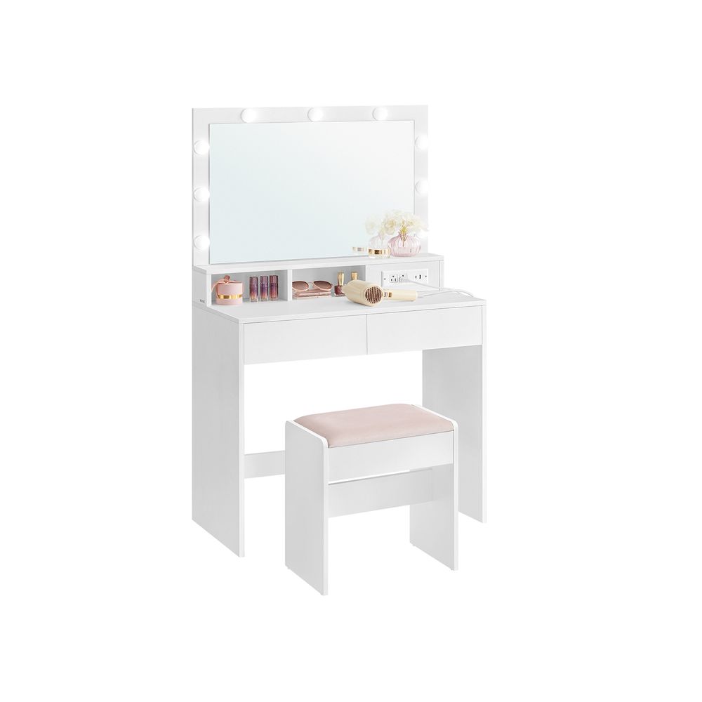 VASAGLE Vanity Desk with Mirror and Lights 