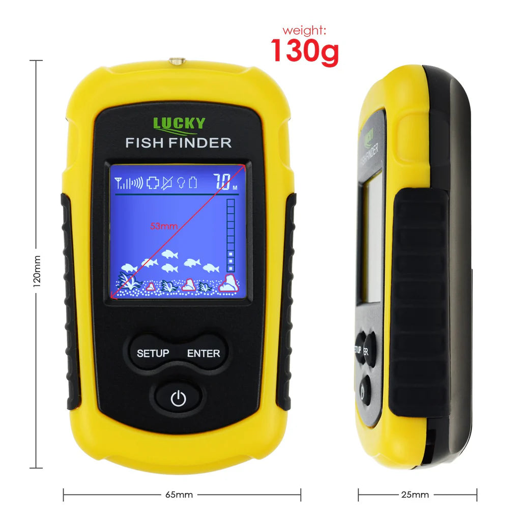 FFCW-1108-1 Wireless Fish Finder Sonar, 393 ft Wireless Range, 147 ft Depth Detection, 2" TN Anti-UV LCD Display
