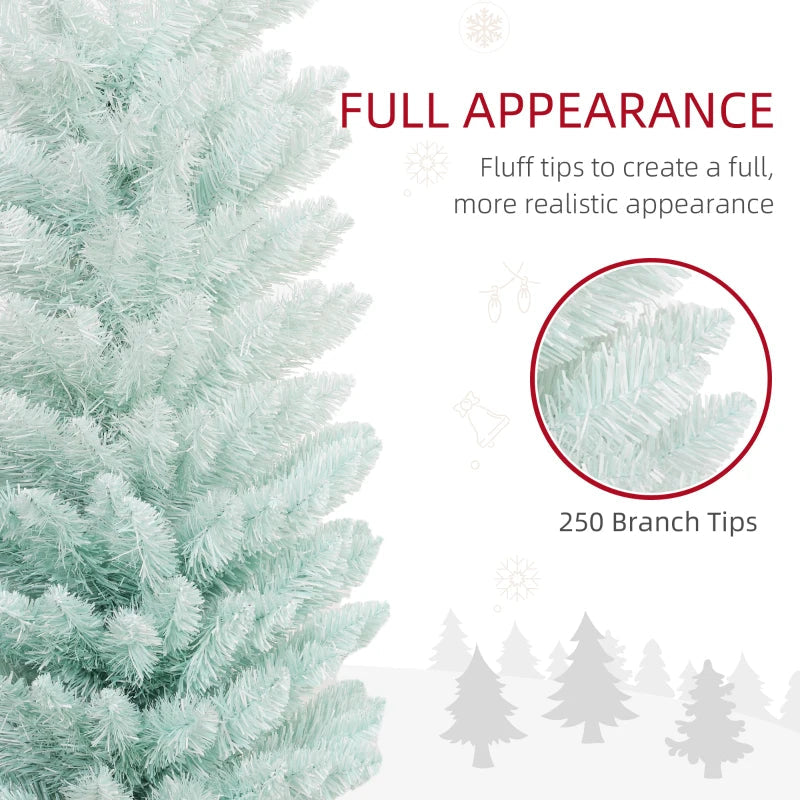 HOMCOM Pencil Christmas Tree, Slim Artificial Xmas Tree in Deep Blue & Mint, Skinny Holiday Decoration for Home & Office 