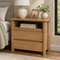 Rustic Farmhouse Bedside Table with 3 Drawers – Brown Wood Finish