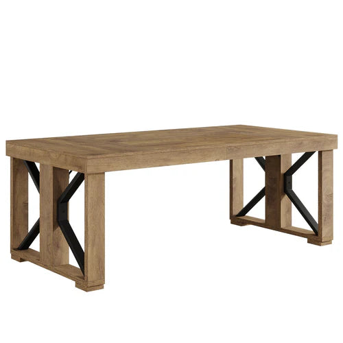 70.8" Dining Table, Rectangular Kitchen Dinner Table for 6–8 People, Farmhouse Wood Finish Brown
