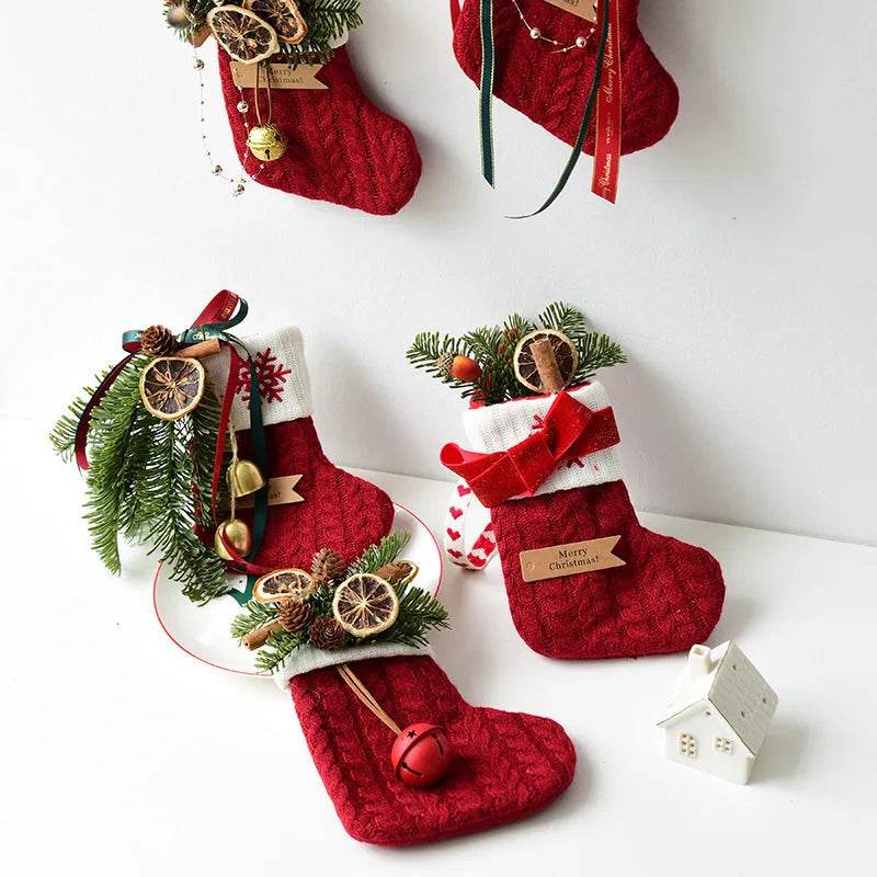 Christmas Decoration Knitted Christmas Stockings Scene Layout 