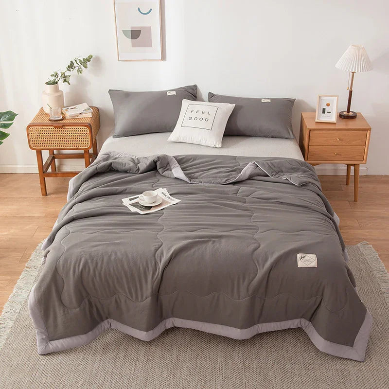 Pure Color Washed Cotton Summer Air Conditioning Duvet 