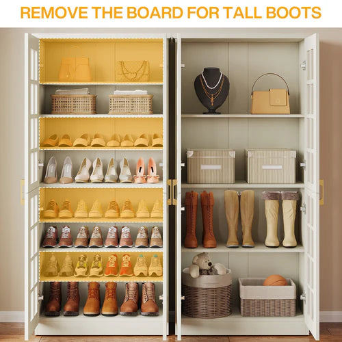 Shoe Cabinet 8-Tier Shoe Storage Rack with Adjustable Shelves and Acrylic Doors for Entryway Hallway White/Black