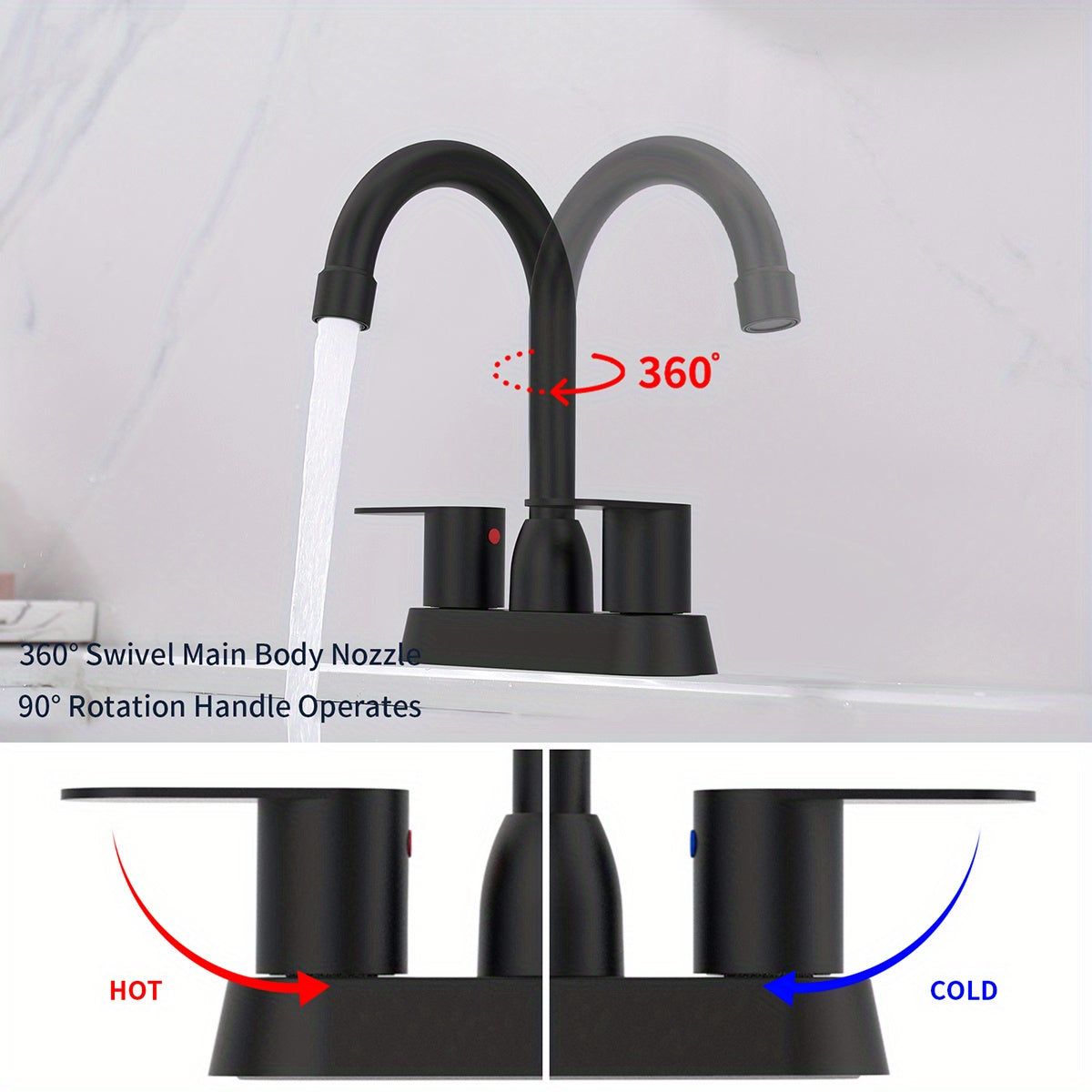 1pc Bathroom Face Basin Faucet, Bathroom Washbasin Faucet, 4 Inch Double Handle Face Basin Faucet 