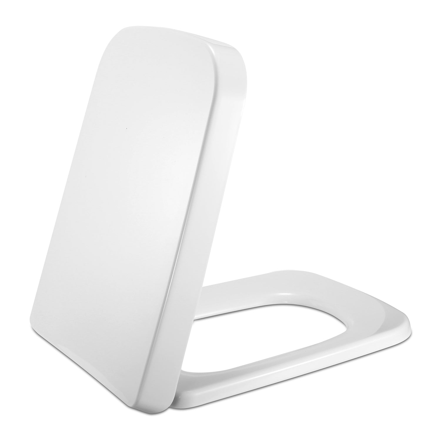 Square Toilet Seat with Grip-Tight Seat Bumpers Heavy-Duty Quiet-Close Quick-Release Easy Cleaning White UK