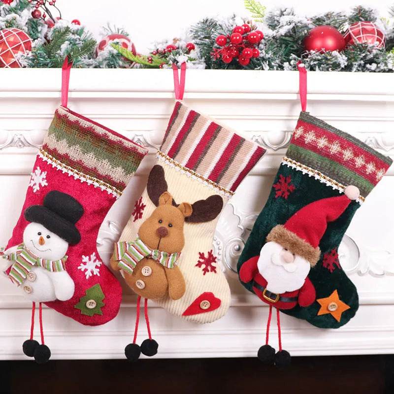 Christmas Stockings Gift Bag Flannel Small Size Hanging Decorations 