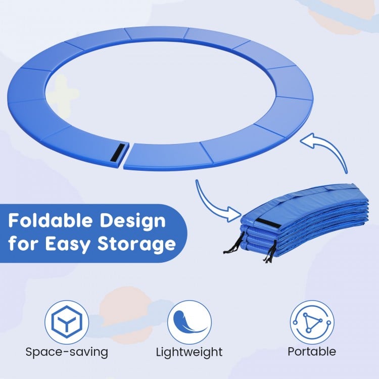 8-16 FT Trampoline Pad Replacement Safety Pad with Fixing Straps (Blue)-14ft