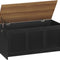 HOOBRO 100cm Storage Bench with Lift Top, Wooden Storage Chest & Toy Box, Entryway Organizer, Black & Walnut