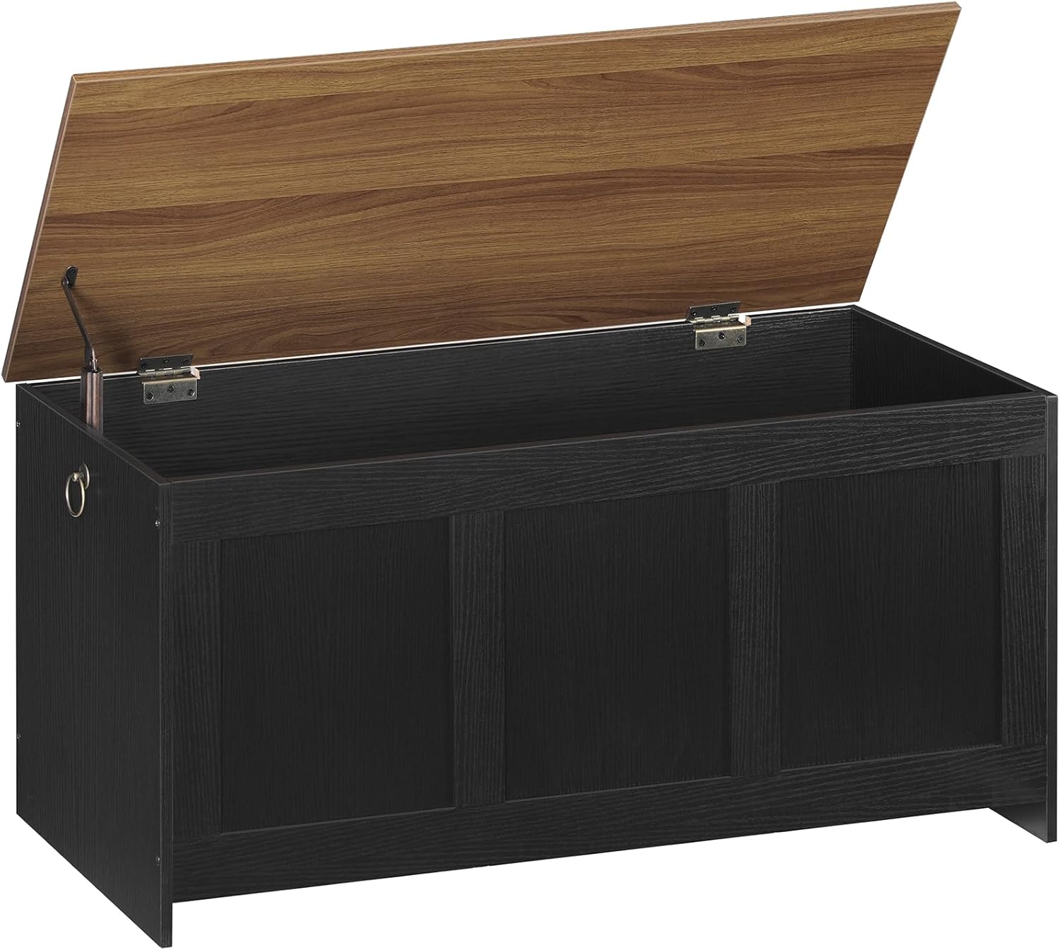HOOBRO 100cm Storage Bench with Lift Top, Wooden Storage Chest & Toy Box, Entryway Organizer, Black & Walnut