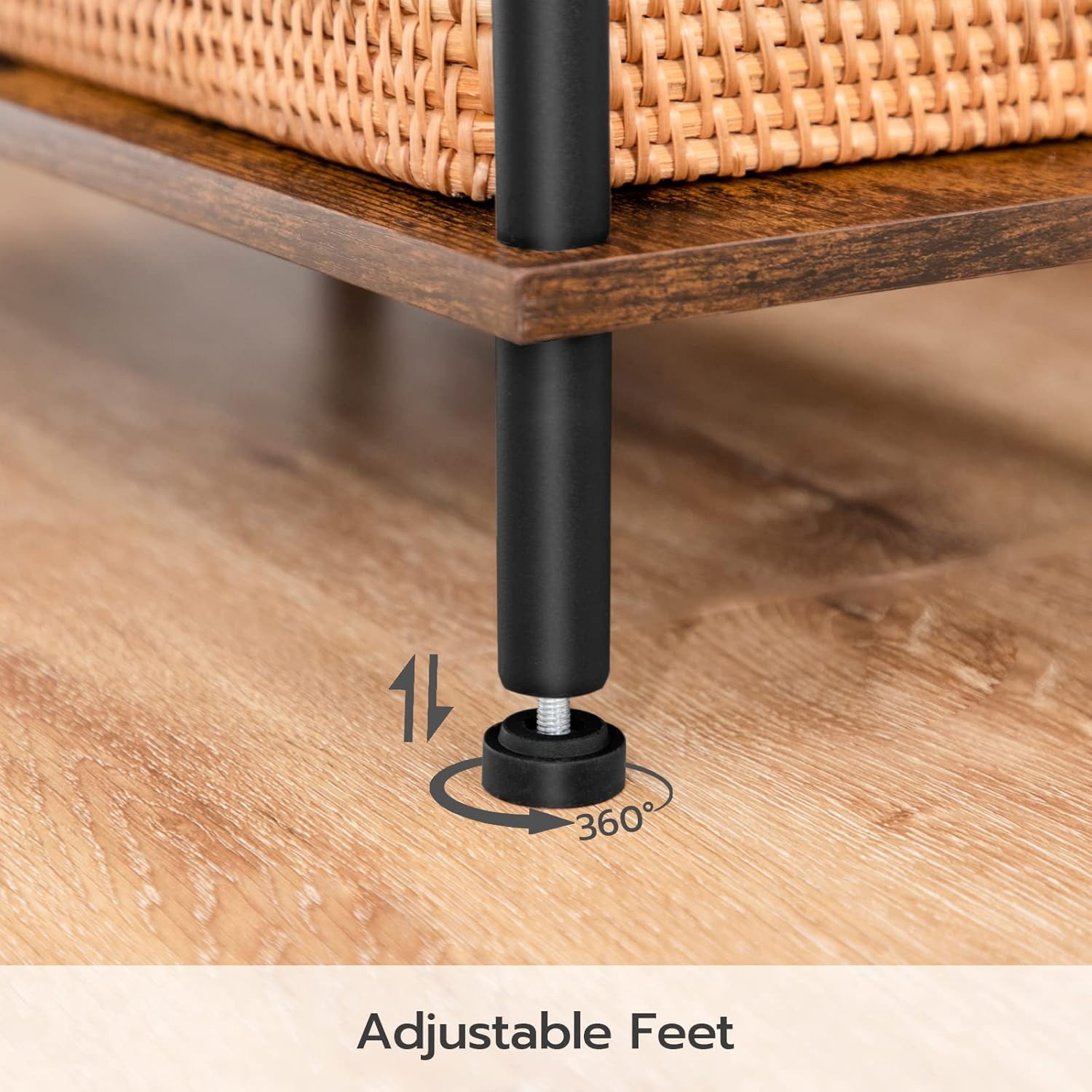 HOOBRO Industrial End Table with 2-Tier Storage Shelves, Rustic Brown Nightstand for Small Spaces, BF09BZ01