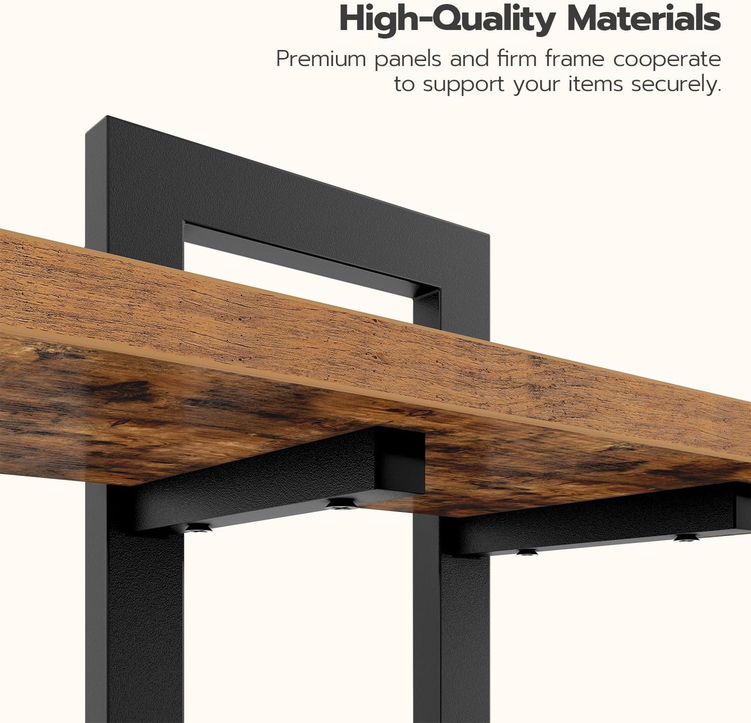 HOOBRO Floating Shelves Set of 2, 2-Tier Wall Mounted Storage Shelves, Rustic Brown & Black