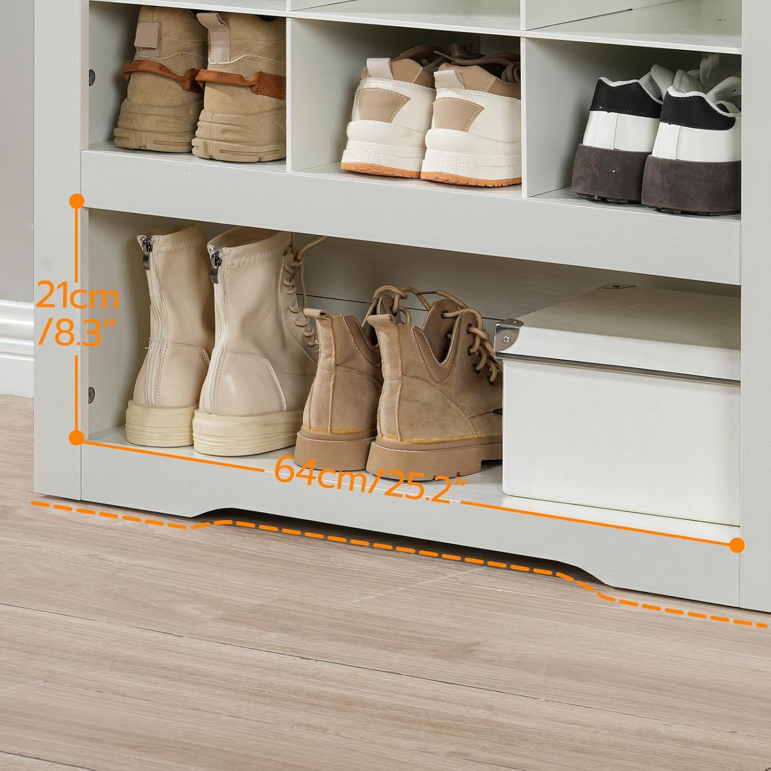 HOOBRO 9-Tier Tall Shoe Cabinet with 24 Cubbies & 3 Hooks, Freestanding Shoe Storage Organizer, White WT24SC01