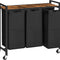 HOOBRO 3-Section Laundry Sorter with Wheels, 130L Rolling Laundry Hamper with Removable Oxford Fabric Bags, Rustic Brown & Black BF76XY01