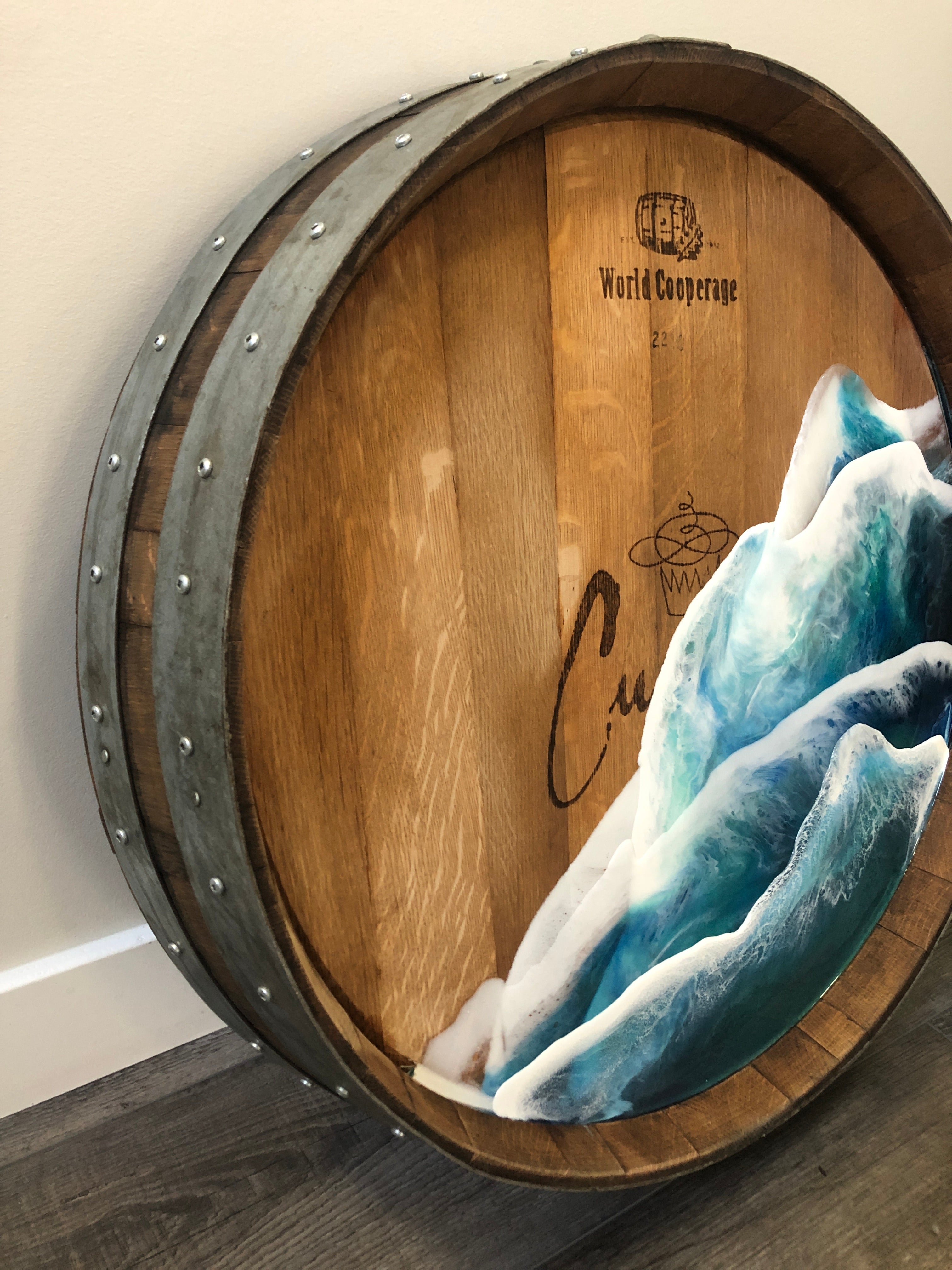 Wine Barrel Ocean Waves 