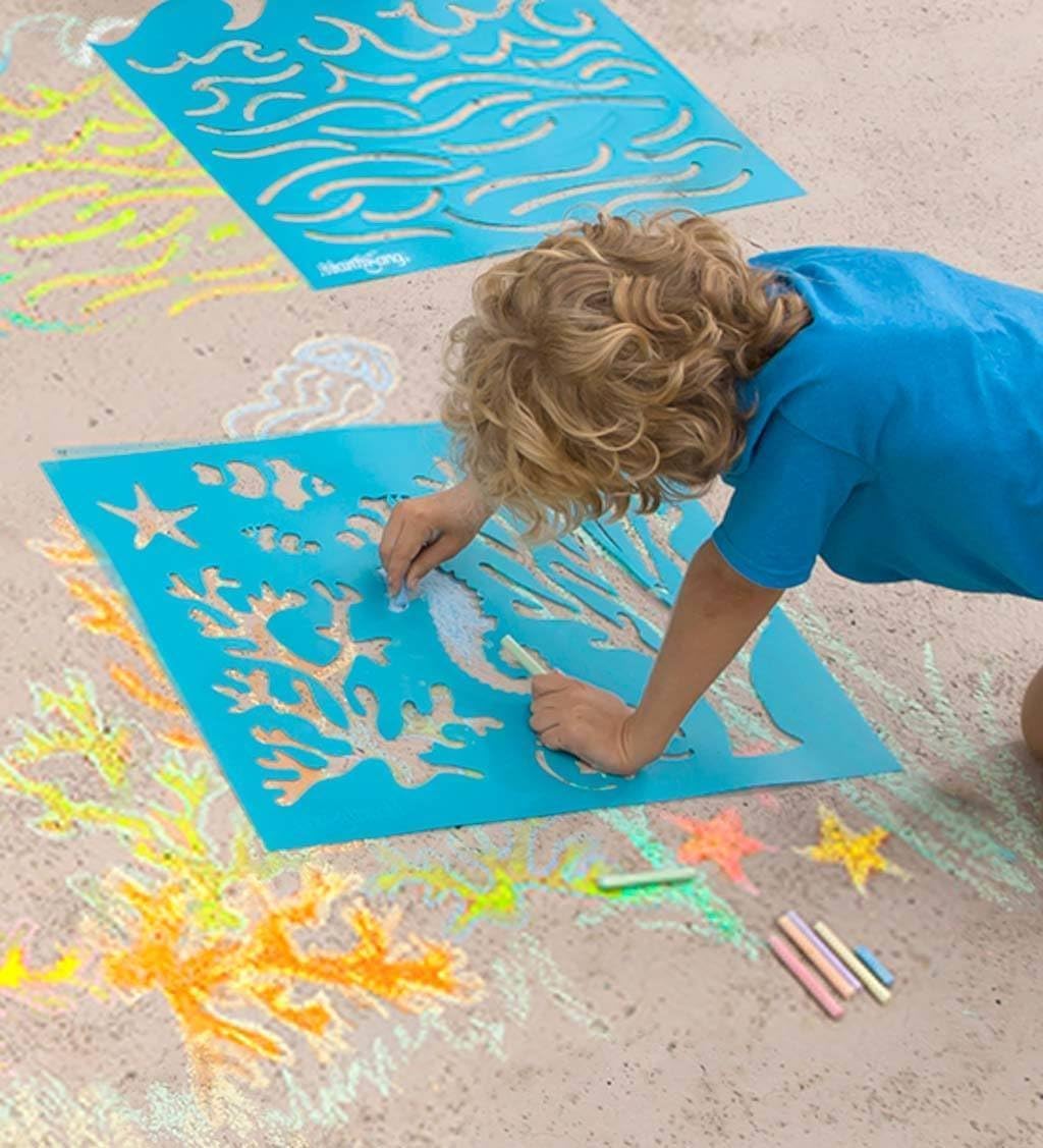 Sidewalk Stencils & Chalk - Under-the-Sea 