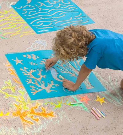 Sidewalk Stencils & Chalk - Under-the-Sea 