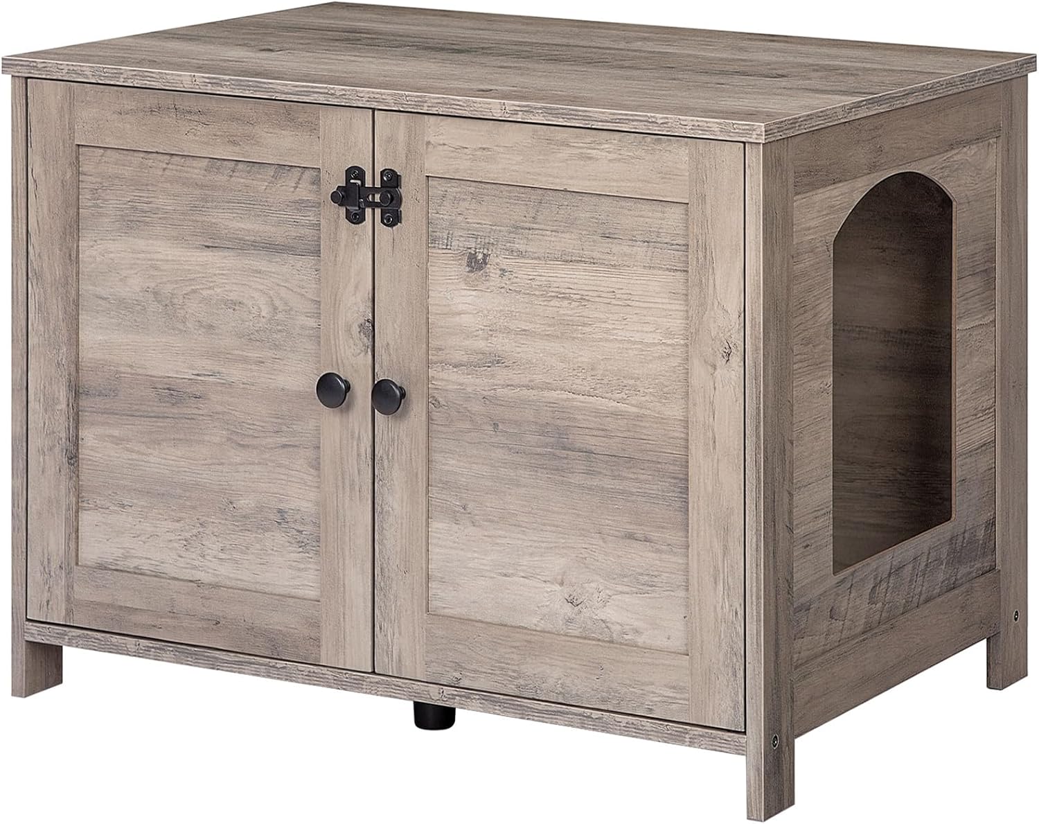 HOOBRO Cat Litter Box Enclosure, Hidden Cat Washroom Furniture with Divider, Wooden Pet House End Table, Large Cat Litter Box Cabinet, Greige BG03MW01G2