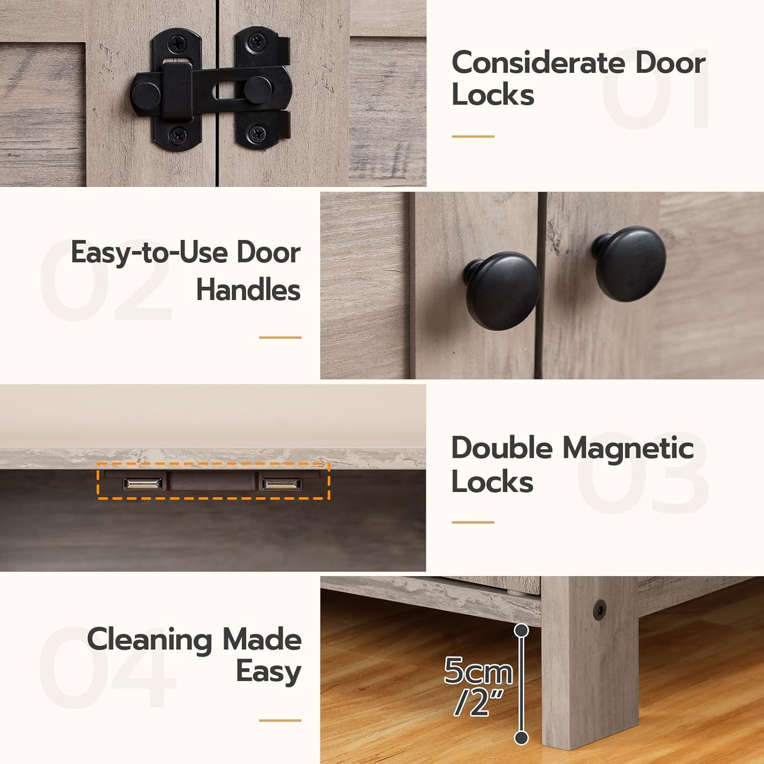 HOOBRO Cat Litter Box Enclosure, Hidden Cat Washroom Furniture with Divider, Wooden Pet House End Table, Large Cat Litter Box Cabinet, Greige BG03MW01G2