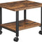HOOBRO 2-Tier Printer Stand with Storage Shelves and Lockable Wheels, Rustic Brown + Black