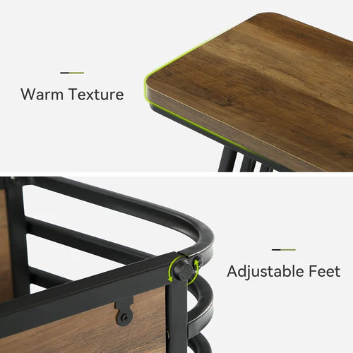 End Table 23.62" 3-Tier Narrow Side Table with Storage Shelves Industrial Metal Frame Oak Finish for Small Spaces Living Room Bedroom