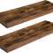HOOBRO Floating Shelves Rustic Brown Wall Shelf Set of 2, 60 cm Hanging Shelves with Invisible Brackets BF60BJ01