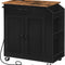 HOOBRO Kitchen Island Cart with Power Outlet, Rolling Kitchen Storage Cabinet with Drawer, Spice Rack & Adjustable Shelf, Rustic Brown BF82UZD01G1