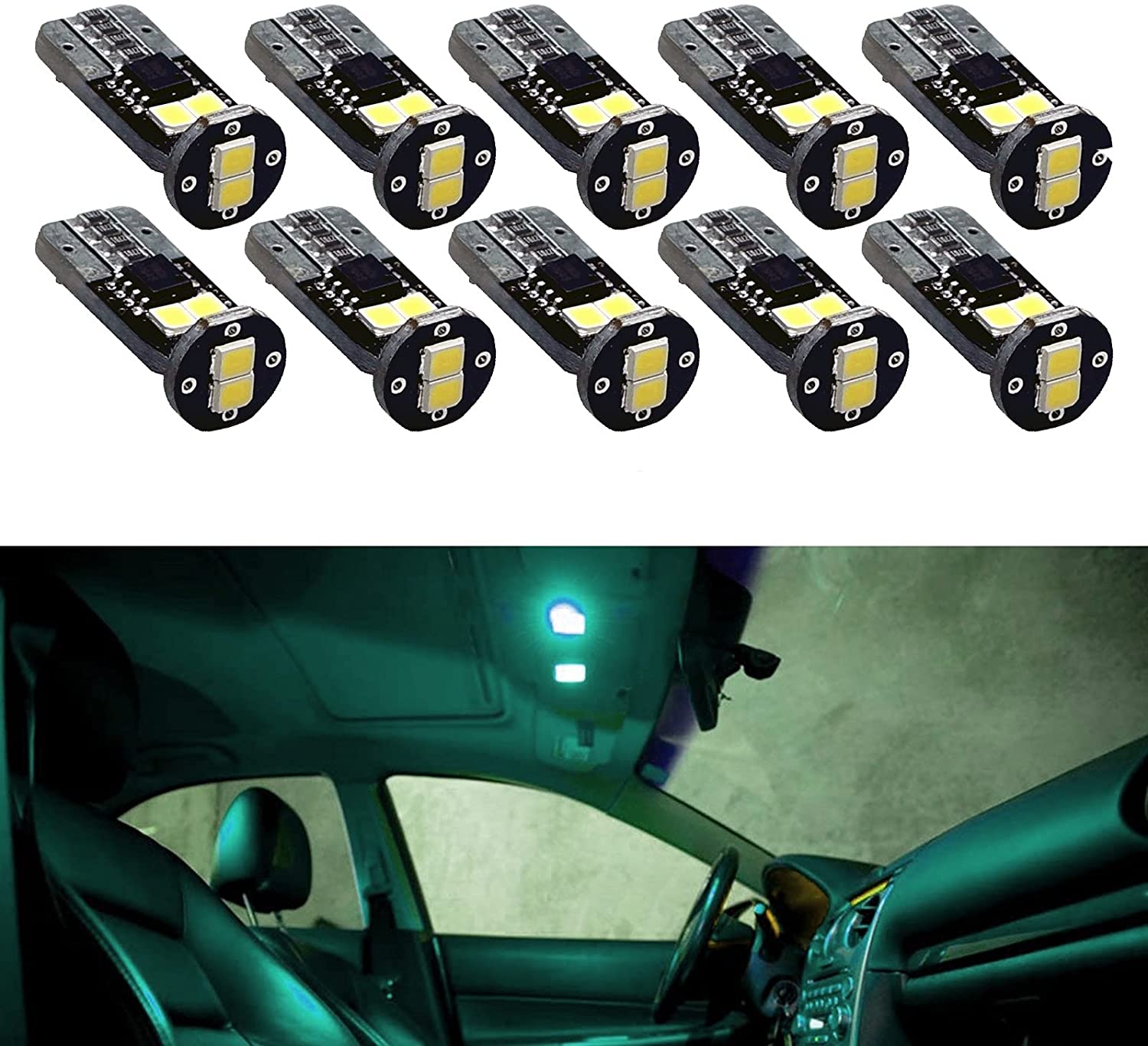 6SMD | LED T10 #555 2835 Automotive Bulb White Warm White Cyan Ice Blue Red Yellow 