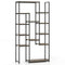 71 Inch Tall Vintage Geometric  Bookshelf 12 Open Shelves-Walnut