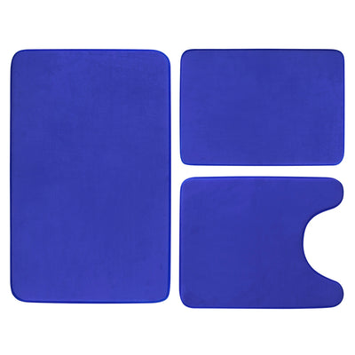 3Pcs Bathroom Rug Set Plush Velvet Bath Carpet Anti-Slip Memory Foam Mat For Tub Shower Bathroom 