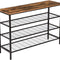 HOOBRO 4-Tier Industrial Shoe Rack Storage Organizer with Metal Mesh Shelves, Rustic Brown BF04XJ01