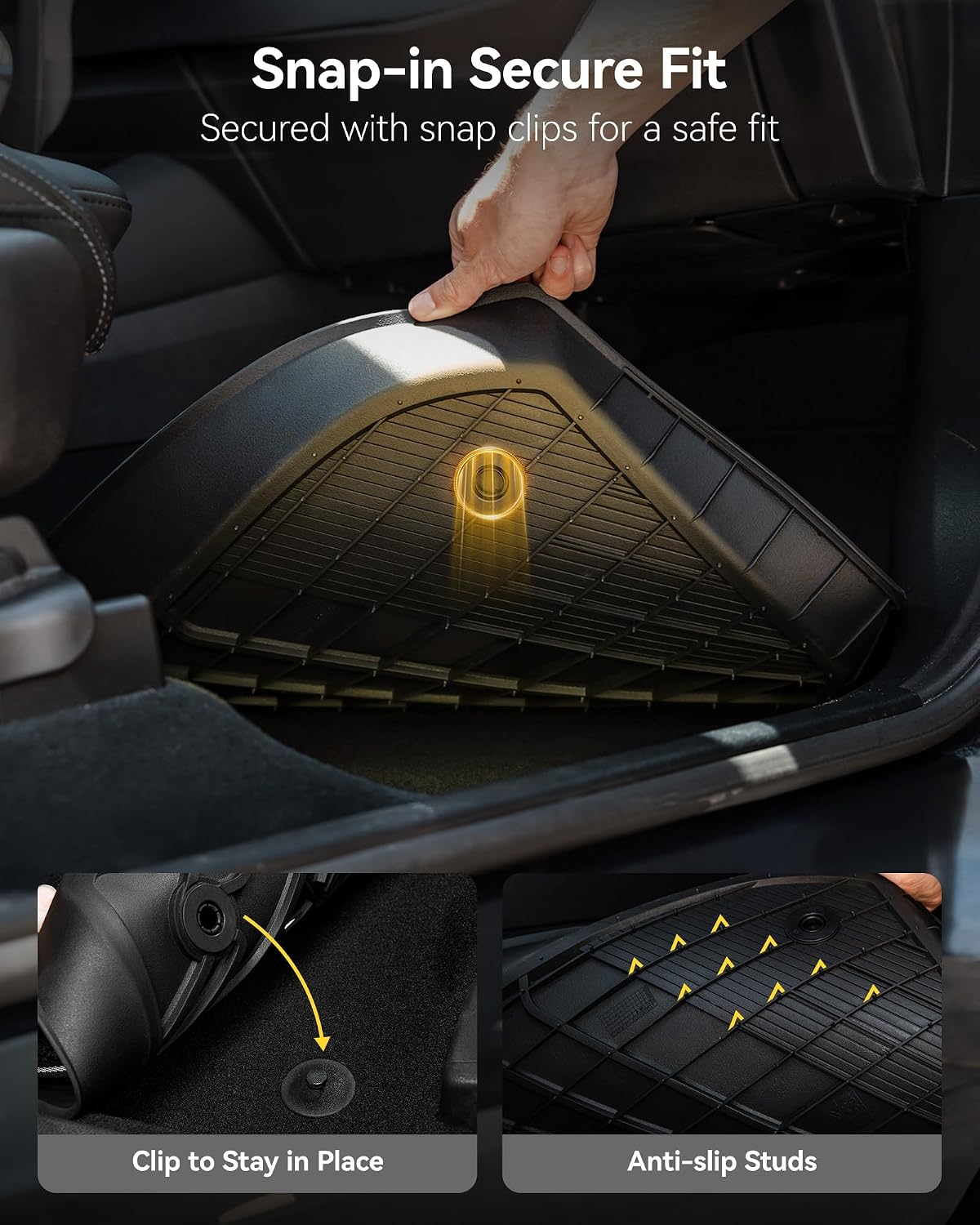 3W Custom All-Weather TPE Floor Mats for Ford F-150 SuperCrew Cab (2015–2026) & F-150 Lightning (2022–2026) – Front & Rear 3-Piece Set