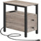 HOOBRO End Table with Charging Station, Narrow Side Table with 2 Drawers, USB & Type-C Ports, Greige & Black BG541BZ01