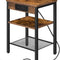 HOOBRO End Table with Charging Station, 3-Tier Nightstand with Adjustable Shelf, Rustic Brown BF112BZ01