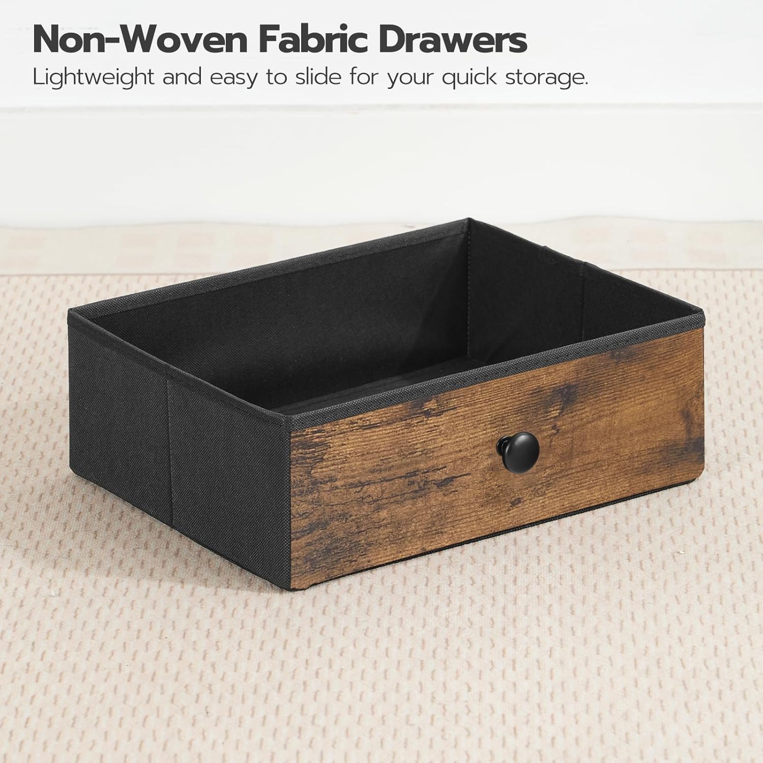 HOOBRO Bedside Table with Charging Station, Narrow Nightstand with 3 Fabric Drawers, USB & Type-C Ports, End Table with Open Storage Shelves, Rustic Brown BF403UBZ01
