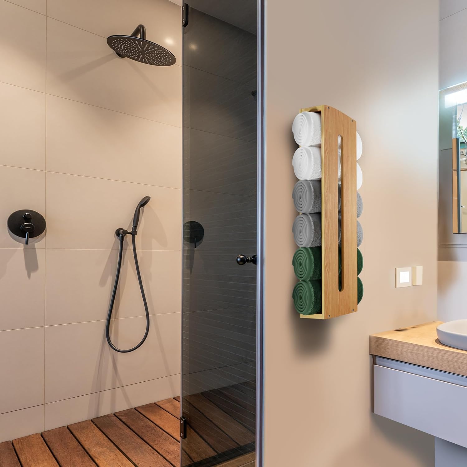 BAMBOO WOODEN TOWEL RACK