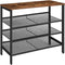 HOOBRO Industrial 4-Tier Shoe Rack with 3 Mesh Shelves and Rustic Wood Look Top, BF14XJ01