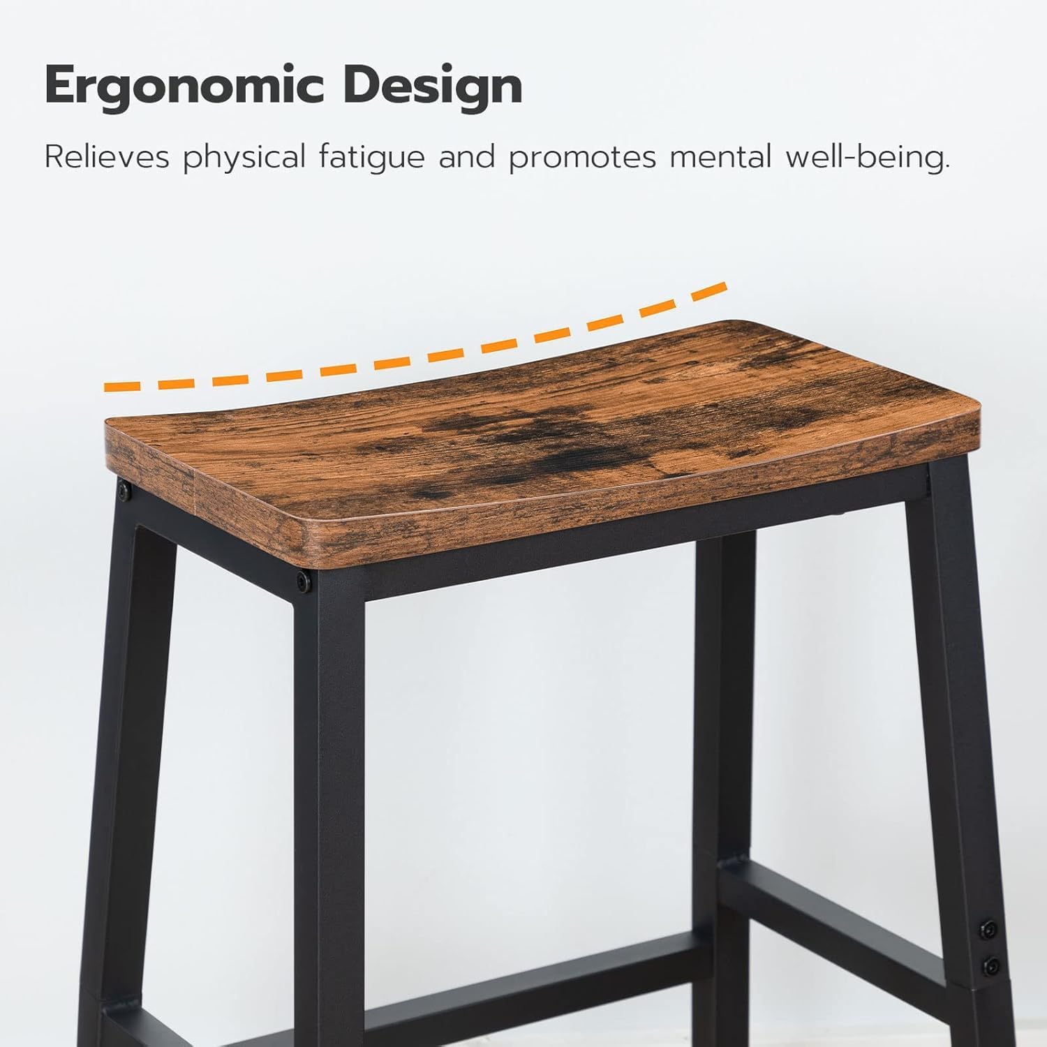 HOOBRO Bar Stools Set of 2, Industrial Saddle Counter Stools with Footrests, Rustic Brown & Black