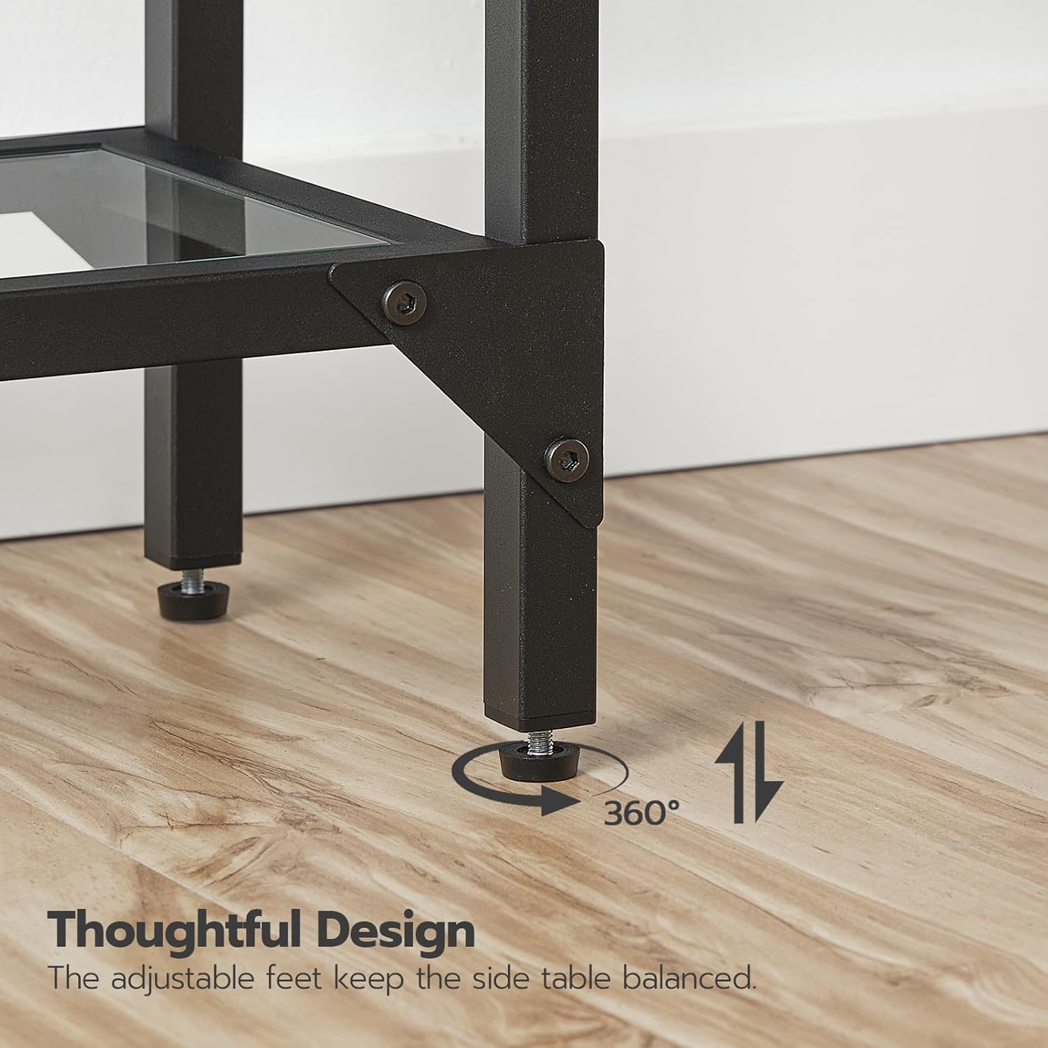 HOOBRO 39.4" Narrow Tempered Glass Console Table, 2-Tier Modern Sofa & Entryway Table with Metal Frame, Black BK04XG01