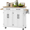 HOMCOM Kitchen Cart on Wheels: Rubber Wood Top, 2 Drawers, 4 Doors & Adjustable Shelving
