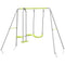Outsunny Swing Set for Kids, Heavy Duty A-Frame Metal Swing Frame with Glider, Swing Seat, Ground Stakes for Backyard, Green