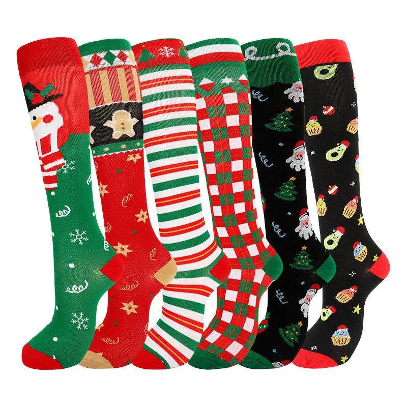 Compression Stockings Christmas Sports High Elastic Breathability 