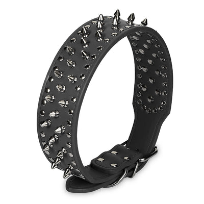 Dog Leather Collar Spiked Studded Pet Dog Collar Adjustable Neck Pitbull Mastiff Collar 