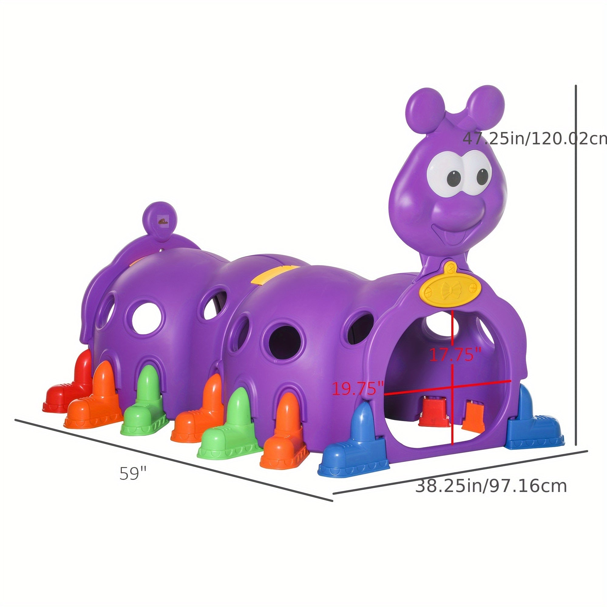Qaba Caterpillar Tunnels For To Crawl Through Climbing Toy Indoor & Outdoor Play Structure, Purple 
