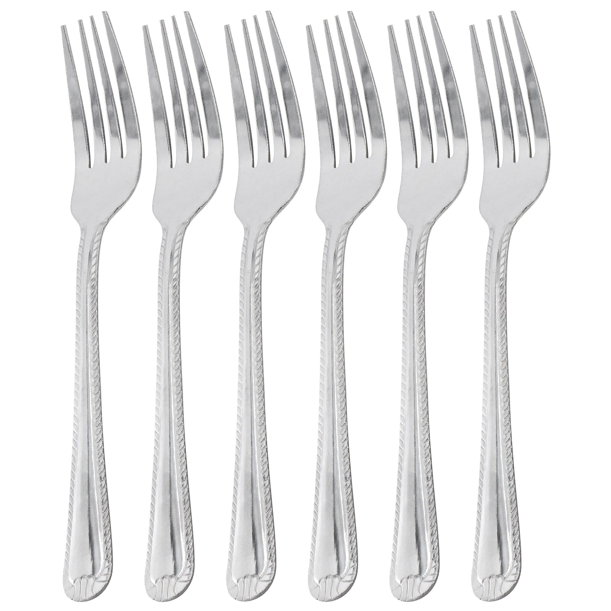 Gibson Home Tustin 6 Piece Stainless Steel Dinner Fork Flatware Set in Silver - Free Shipping