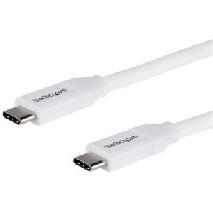 2m 6 ft USB C to USB C Cable w/ 5A PD - M/M - White - USB 2.0 - USB-IF Certified - USB Type C Cable - USB C Charging Cable - USB C PD Cable